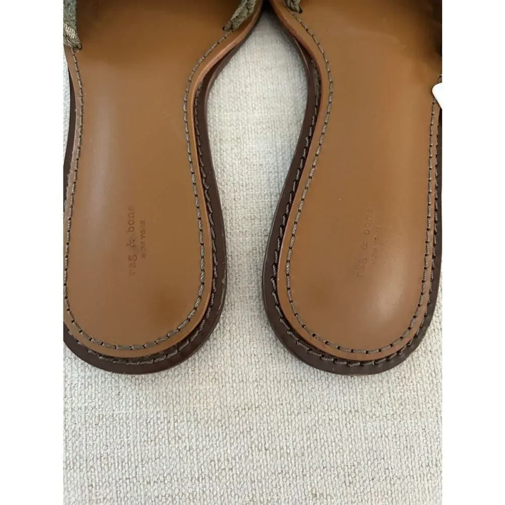 Rag & Bone Melrose slide flat sandals in Khaki green, Size EU38.5/US8.5, NWY